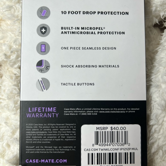 NWT ✨TWINKLE✨CONFETTI CASE MATE 10 Ft. Drop Protection💥 iPhone 12/iPhone 12 PRO - Picture 11 of 16